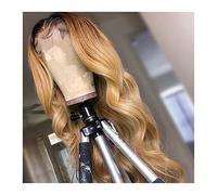 Wig Highlight Wig Human Hair Body Wave Lace Frontal Wigs Honey Blonde Brown Colored Wig 13×4 Ombre Lace Closure Wig for Women Grey Wigs for Women (20in T1B 27 150% density 4X4 wig)