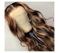 Wig Highlight Wig Human Hair Body Wave Lace Frontal Wigs Honey Blonde Brown Colored Wig 13×4 Ombre Lace Closure Wig for Women Grey Wigs for Women (16in P4 27 150% density 4X4 wig)