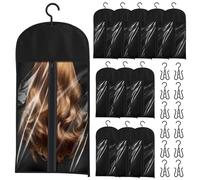 Wig Holder With Hanger, Wig Storage Bag, Dust Proof And Space Saving, is an Ideal Living Place For Wigs And Accessories(12,black)