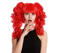 Wig Ladies Cosplay 3-teilig Bob + Long Removable Braids Spiral Curls Red
