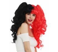 Wig Ladies Cosplay Long Curly Detachable Pigtails Gothic Lolita Black Red