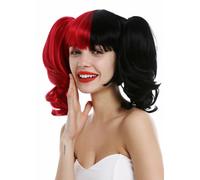 Wig Ladies Harlequin Lolita Cosplay Short 2 Long Wavy Braids Black Red