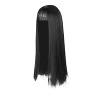 Wig Lady Black Long Hair Soft Girl Realistic Headwear Japanese Air Temperament Facial Lace Front 360 Wigs (Black, One Size)
