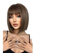 Wig Light Brown Ombre Wigs For Women Daily Wig With Bangs Short Hair Wigs Fake Hair For Party Use Wigs(LC1031-1)