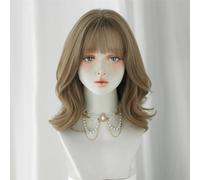 Wig Light Brown Women Wig for Women Daily Party Short Wavy Wigs with Fluffy Bangs
