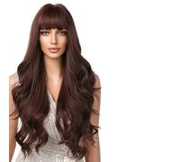 Wig Long Ombre Brown Wine Red Wave Wigs With Bangs Wavy Wig For Women(LC2097-3)