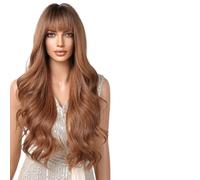 Wig Long Ombre Brown Wine Red Wave Wigs With Bangs Wavy Wig For Women(LC2097-4)