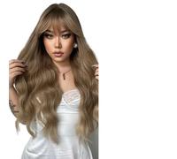 Wig Long Ombre Brown Wine Red Wave Wigs With Bangs Wavy Wig For Women(LC255-5)