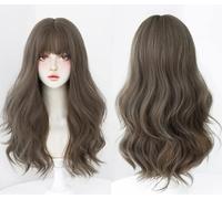Wig Long Wavy Natural Heat Resistant Synthetic Wigs,Fashionable New Wave roll Full Head Cover,Natural Wavy Synthetic Hand Tied Hair,Natural Comfort (A 56cm)