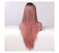 Wig Long Wavy Straight Hair Synthetic Ombre Wig Pink Wig Middle Part Hair Wig Women'S Cosplay Wigs For Daily Party Wear Grey Wigs For Women (B)