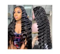 Wig Loose Deep Wave T-Part Lace Front Wigs Human Hair For Black Women Pre Plucked 13×4×1 Transparent Lace Front Wigs With Baby Hair, Natural Color Hair Replacement Wigs,T part 180%,12inches