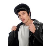 WIG ME UP - 0074-P103 Wig Men Man Halloween Carnival Black Quiff 50s 60s Rockabilly Mod King