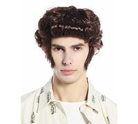 WIG ME UP - 24862-P33 Halloween Carnival Wig Men Rockabilly Rebel Quiff Sideburns 50s retro Wavy Rock'n'Roll Mahogany Brown