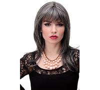 WIG ME UP 3003-44 Lady Quality Wig long medium length naugthy long bangs (can part to side) straight layered medium dark grey approx 19,5inch