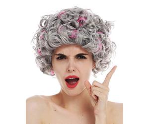 WIG ME UP - 3195-ZA68A wig women's wig Halloween carnival grey curls curly hair roller grandmother granny
