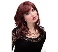 WIG ME UP 5019-35 Lady Quality Wig medium length wavy sexy slightly stringy wet look long fringe bangs (can part to side or middle) red brown rustbrown 19,5 inch