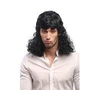 WIG ME UP - 6063-P103-309 Lady or Man Party Wig for Halloween Fancy Dress very long black Mullet long dense curly hair 20inch