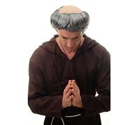 WIG ME UP - 68503-P103/68 Man Party Wig Halloween Fancy Dress tonsure grey Abbott Monk Priest Medivaal