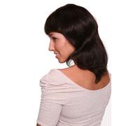 WIG ME UP - 81050QHH-0 Lady Quality Wig 100% Human hair medium shoulder length straight natural dark brown color (0) colour/dye yourself fringe