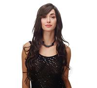 WIG ME UP 9204S-4T8 Stunning Lady Quality Wig very long wavy long fringe (for side parting) dark brown highlighted with medium brown strands 27,5 inch
