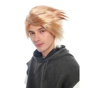 WIG ME UP - 92225 Fancy Dress Wig Men Women Unisex Cosplay Halloween Wind Storm parted Parting Blonde Red Mix