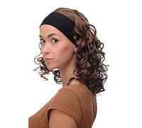 WIG ME UP - BRO-704-12 Lady Quality Wig fixed black head band shoulder length very voluminous curled brown