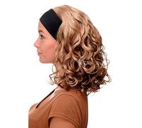 WIG ME UP - BRO-704-G15 Lady Quality Wig fixed black head band shoulder length very voluminous curled brown brunette blond mix