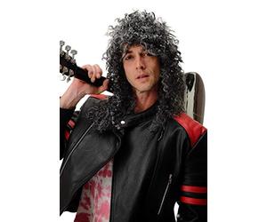 WIG ME UP - BW563-P103MPC309 Wig Ladies Men Halloween Carnival curly wild long massive volume black with grey Hardrock Metal