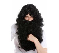 WIG ME UP Deluxe Beard Wig Set Bart Set Knecht Ruprecht Black 46 B