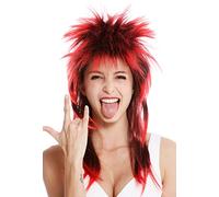 WIG ME UP - DH1069-P103TPC13 party wig carnival punk mullet rocker wild 80's wave backcombed long black red