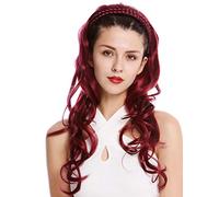 WIG ME UP - DW1025-39 Halfwig Hairpiece Extension with braided hair circlet long wavy red burgundy