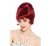 WIG ME UP - DW3436-39 Lady Wig Women's Wig Retro Vintage 50s 60s Beehive Backcombed Bangs Aubergine Red
