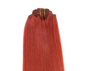 WIG ME UP - EX03-GG0-350 Clip-In Hair Extensions 8 pcs complete set, full head, different width, length 16inch inch, colour red 350