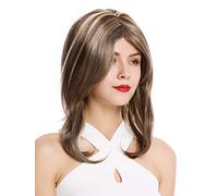 WIG ME UP - GFW2078-8H124 Lady Quality Wig shoulder-length short straight middle parting brown streaked blond highlights