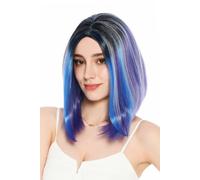 WIG ME UP - GFW3977-G595 Lady Wig Women's Wig, middle parting, shoulder length, straight, Purple Black White Blue Highlights