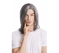 WIG ME UP - GFW891-51 Men Gents Wig long straight middle parting aged rock star youthful modern look dark gray grey