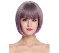 WIG ME UP - H1808-10AT366 Quality women's wig bob sleek short fringe grey purple violet mix lady