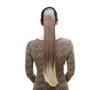WIG ME UP - Hairpiece PONYTAIL with Claw Clamp/Clip extremely long straight & smooth brown with platinum blond ends ombre T113-6T613 70 cm