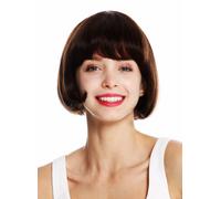WIG ME UP Ladies Real Hair Short Bob Wig Straight Fringe Medium Brown VK-57-HH-6