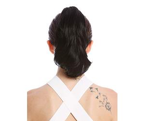 WIG ME UP - MKB-29-V-1 Ponytail Hairpiece Extensions optional Combs & Clamp short straight slighty wavy voluminous black 12inch