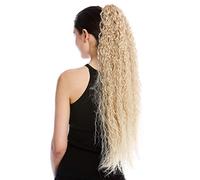 WIG ME UP - N857-V-24BT613 Ponytail Hairpiece Extensions extremely long voluminous curled kinks kinked beach bleach blond platinum highlights 29inch