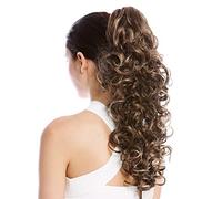 WIG ME UP - N956-V-10H16 Ponytail Hairpiece Extensions optional Combs & Clamp long voluminous curled curls brown streaked honey blond highlights 20inch