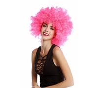 WIG ME UP PW0011-PC5 Party Wig for Halloween Fancy Dress Cosplay Men Women Big pink Afro Afrowig 70s Funk