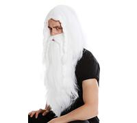 WIG ME UP - RJ033-P60 wig & beard men's wig carnival viking barbarian dwarf Teuton germanic people white old long plaited