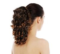 WIG ME UP - SC-31-4T27 Hairpiece ponytail extension large butterfly claw clamp voluminous curled spiral curls ringlets mixed dark brown dark blond highlights