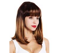 WIG ME UP - VK-39-Y29/27CSK6 quality women's wig shoulder length sleek fringe brown reddish brown reddish blonde highlights