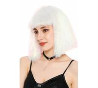WIG ME UP - VK-42-TN13 Lady Wig Women's Wig Glitter Tinsel Look Long Bob Bangs Disco Dancer Glam White Pink Highlights