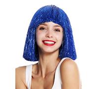 WIG ME UP - VK-42-TN16 quality women's wig sleek fringe shoulder length blue tinsel glitter