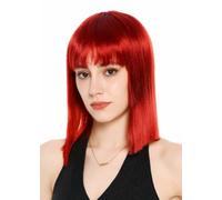 WIG ME UP - VK-64-137 Lady Wig Women's Wig Long Bob Straight Shoulder Length Bangs Clavi-Cut Red Fire Red