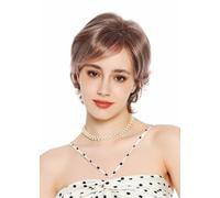 WIG ME UP - VK-69-2215T Lady Wig Women's Wig, Short, Neat, Wavy, Parted Blonde Mix with Pink Highlights